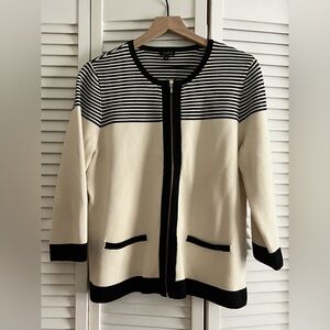 Talbots Black and Cream Cardigan Sweater
